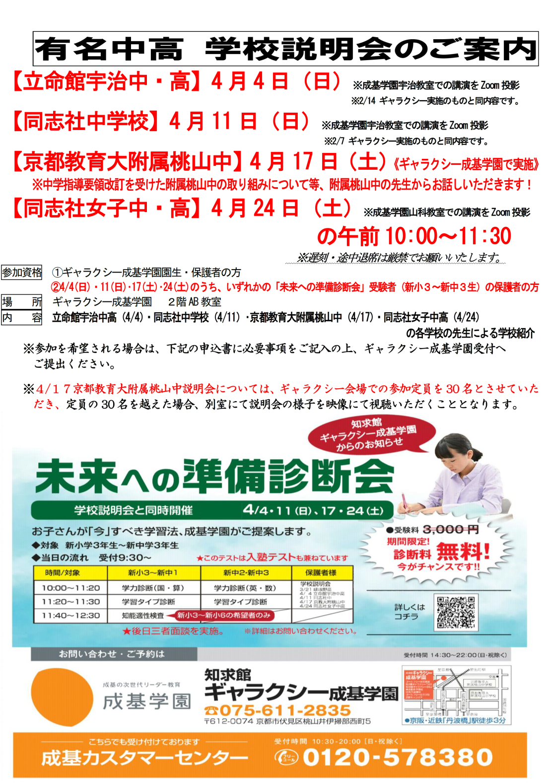 立命館宇治中高・同志社中学・京都教育大学附属桃山中学・同志社女子